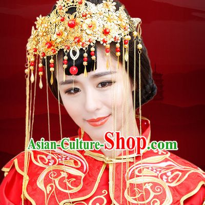 Traditional Chinese Princess Brides Wedding Headpieces Phoenix Crown Coronet Decorations