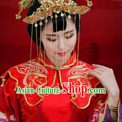 Traditional Chinese Style Princess Empress Queen Brides Wedding Headpieces Hair Fascinators Jewelry Decorations Hairpins Phoenix Crown
