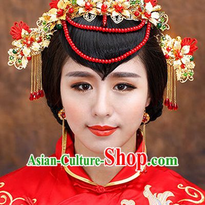 Traditional Chinese Style Princess Empress Queen Brides Wedding Headpieces Hair Fascinators Jewelry Decorations Hairpins Phoenix Crown Coronet