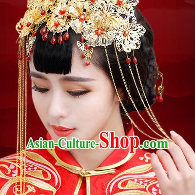 Traditional Chinese Style Princess Empress Queen Brides Wedding Headpieces Hair Fascinators Jewelry Decorations Hairpins Phoenix Crown Coronet