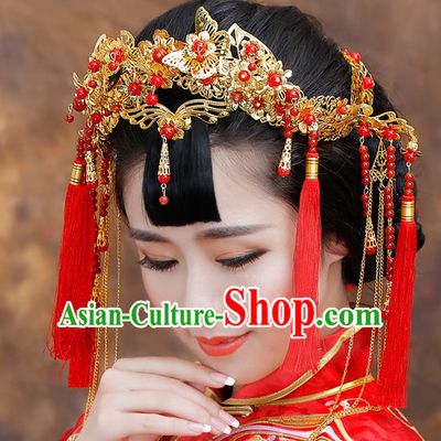 Traditional Chinese Style Princess Empress Queen Brides Wedding Headpieces Hair Fascinators Jewelry Decorations Hairpins Phoenix Crown Coronet