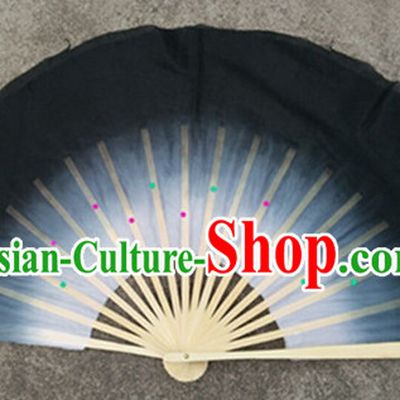 Color Transition Black White Silk Dance Fan