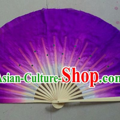 Color Transition Purple White Silk Dance Fan