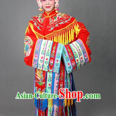 Ancient Chinese Opera Hua Dan Wedding Costumes and Headpieces Complete Set for Women