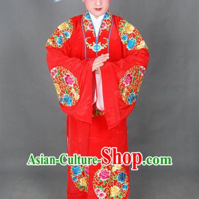 Ancient Chinese Opera Scholar Wedding Costumes and Hat Complete Set for Men
