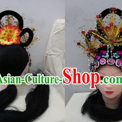 Chinese Opera Hair Accessories Headwear Headdress Hair Accessory Wig Set for Women or Girls