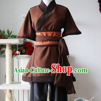 Chinese Ancient Farmer Civilian Costume Complete Set for Adults Kids Men Boys