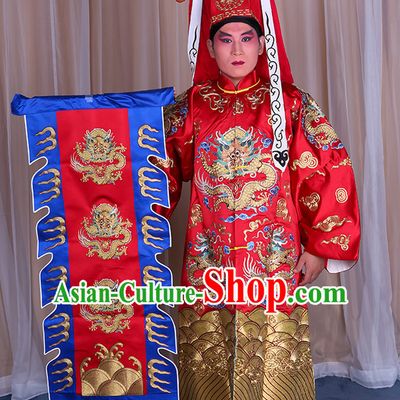 Embroidered Chinese Classic Peking Opera Wang Chao Ma Han Zhang Hu Costume Beijing Opera Military Character Costumes Complete Set for Adults Kids Men Boys
