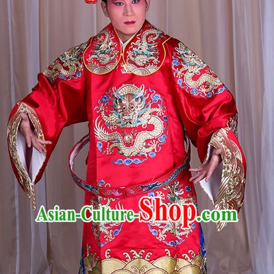Embroidered Chinese Classic Peking Opera Long Mang Dragon Robe Costume Beijing Opera Official Costumes Complete Set for Adults Kids Men Boys