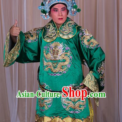 Embroidered Chinese Classic Peking Opera Long Mang Dragon Robe Costume Beijing Opera Official Costumes Complete Set for Adults Kids Men Boys