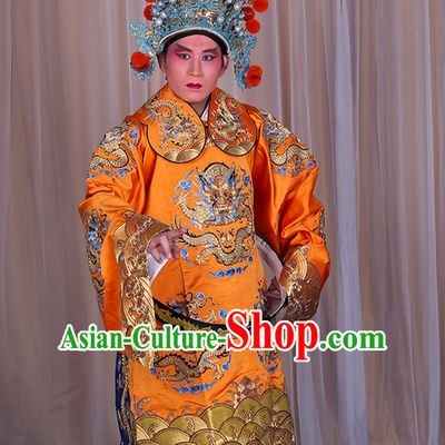 Embroidered Chinese Classic Peking Opera Long Mang Dragon Robe Costume Beijing Opera Official Costumes Complete Set for Adults Kids Men Boys