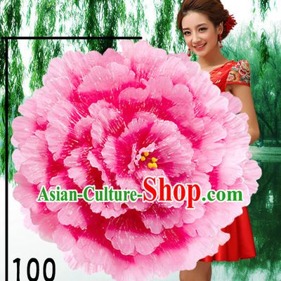39 Inches Yellow Professional Stage Performance Large Peony Flower Umbrella