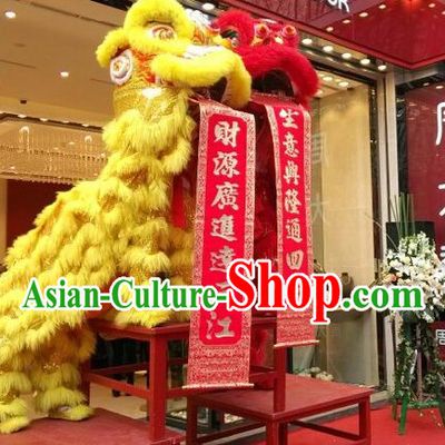 Red NEW 100_ Natural Wool  Chinese Folk Art Lion Dance Costumes Complete Set