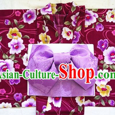 Traditional Japanese Kimono Fashion Furisode Yukata Clothing Robe Dress online Complete Set for Women