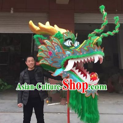 Green Chinese Spring Festival Big Display or Play Handmade Dragon Head