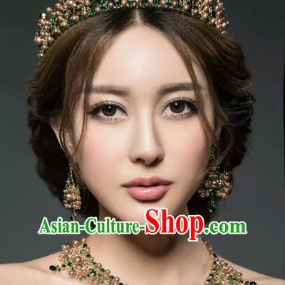 Romantic Bridal Princess Crown Hair Accessories Hair Jewelry and Necklace Set