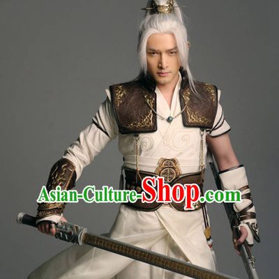 Ancient Chinese Hero Armor Costumes Swordsman Hanfu Clothing Complete Set for Men and Teenagers