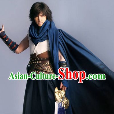 Ancient Chinese Hero Armor Costumes Swordsman Hanfu Clothes Complete Set for Men and Teenagers
