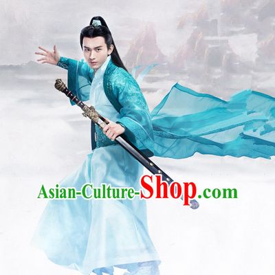 Ancient Chinese Hero Armor Costumes Swordsman Hanfu Dresses Complete Set for Men and Teenagers