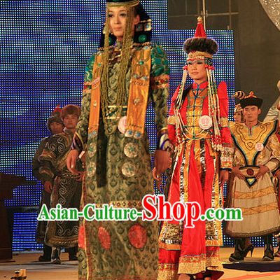 Mongolian Royal Empress Clothing and Hat Complete Set for Women