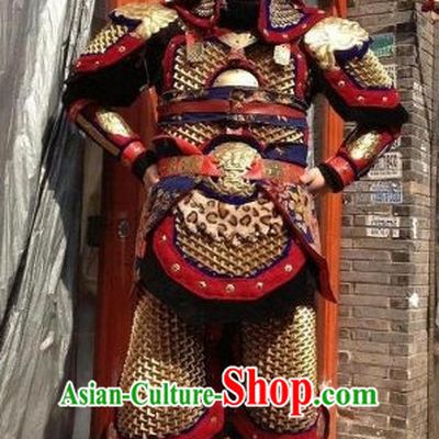 Chinese Ancient General Body Armor Costumes and Helmet Complete Set for Men