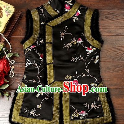 Classical Style Black Embroidered Long Jacket
