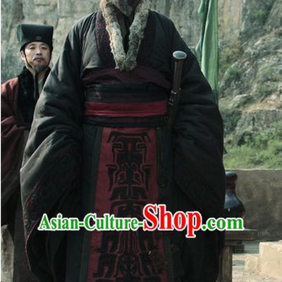 Ancient Chinese Government Official Prime Minster Costumes Garment Clothing and Hat Complete Set for Men
