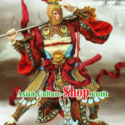 Ancient Chinese Monkey King Body Armor Costumes Garment Clothing and Coronet Headpieces Complete Set