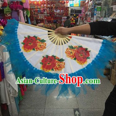 Blue Korean Traditional Handmade Classical Dance Fan