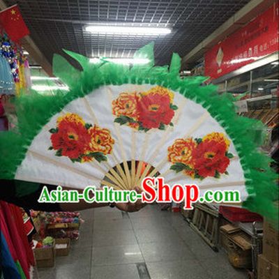 Green Korean Traditional Handmade Classical Dance Fan