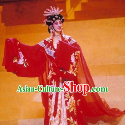 Chinese Ancient Opera Tang Dynasty Empress Wu Zetian Dresses and Hair Accessories Complete Set