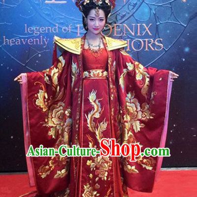 Chinese Ancient Empress Dresses and Hair Accessories Complete Set