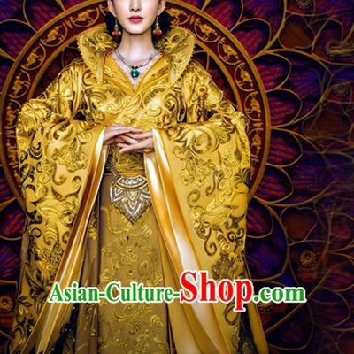 Chinese Ancient Empress Dresses and Hair Accessories Complete Set