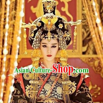Ancient Chinese Tang Dynasty Wu Zetian Emperor Royal Crown Head Pieces Hat