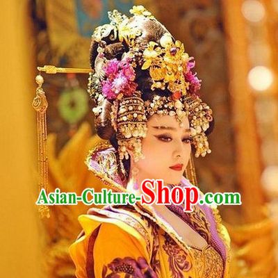 Ancient Chinese Tang Dynasty Wu Zetian Emperor Royal Crown Head Pieces Hat