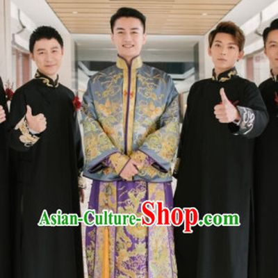 Chinese Classical Embroidered Dragon Wedding Dresses Clothing Complete Set for Brides