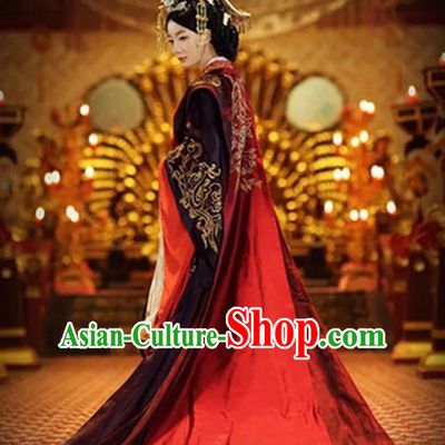 Chinese Ancient Han Dynasty Empress Imperial Royal Clothing with Long Trail