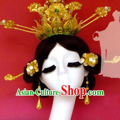 Tang Dynasty Wu Zetian Emperor Crown Headpieces Hair Accessories Set