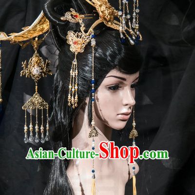 Tang Dynasty Wu Zetian Emperor Crown Headpieces Hair Accessories Set