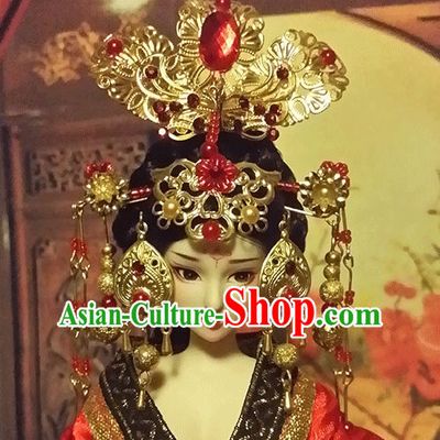 Tang Dynasty Wu Zetian Emperor Crown Headpieces Hair Accessories Set