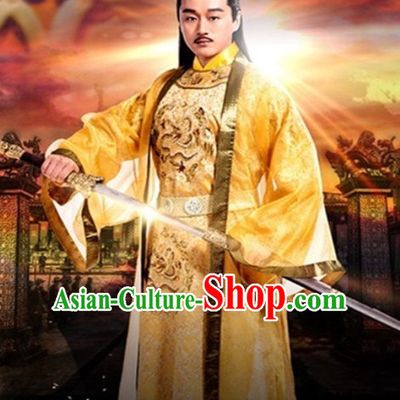 Asian Ancient Tang Dynasty Imperial Emperor Dragon Long Robes Clothing