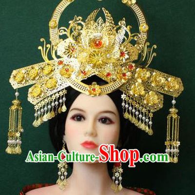 Chinese Ancient Style Hair Jewelry Accessories, Empress Hairpins, Queen Tang Dynasty Xiuhe Suit Wedding Bride Phoenix Coronet, Hair Accessories Set for Women
