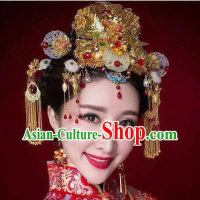 Chinese Ancient Style Hair Jewelry Accessories, Hairpins, Princess Hanfu Xiuhe Suit Wedding Bride Hair Accessories Set for Women