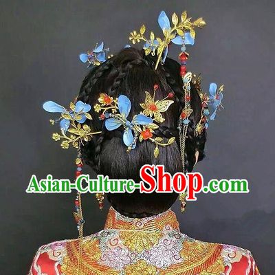 Chinese Ancient Style Hair Jewelry Accessories, Hairpins, Princess Hanfu Xiuhe Suit Wedding Bride Hair Accessories Set for Women