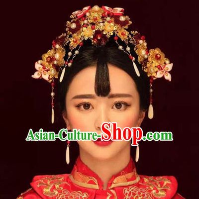 Chinese Ancient Style Hair Jewelry Accessories, Hairpins, Princess Hanfu Xiuhe Suit Wedding Bride Hair Accessories Set for Women