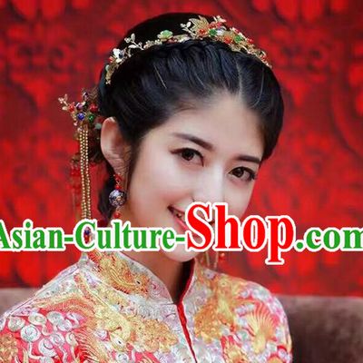 Chinese Ancient Style Hair Jewelry Accessories, Hairpins, Princess Hanfu Xiuhe Suit Wedding Bride Hair Accessories Set for Women