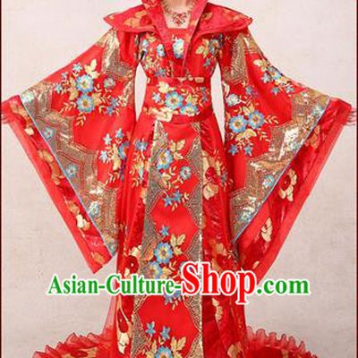 Ancient Chinese Palace Empress Costumes Complete Set, Tang Dynasty, Hanfu, Ancient Palace Princess Wedding Red Dress Suits For Women