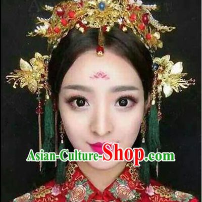 Chinese Ancient Style Hair Jewelry Accessories, Hairpins, Princess Hanfu Xiuhe Suit Wedding Bride Hair Accessories Set for Women