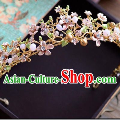 Traditional Jewelry Accessories, Princess, Bride Royal Crown, Wedding Hair Accessories, Baroco Style Flower Pearl Headwear for Women