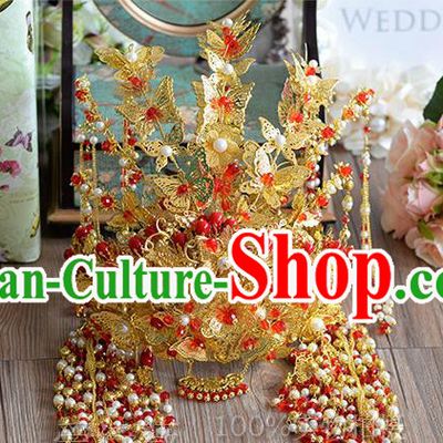 Chinese Ancient Style Hair Jewelry Accessories, Hairpins, Hanfu Xiuhe Suit, Wedding Bride Hair Accessories Set for Women